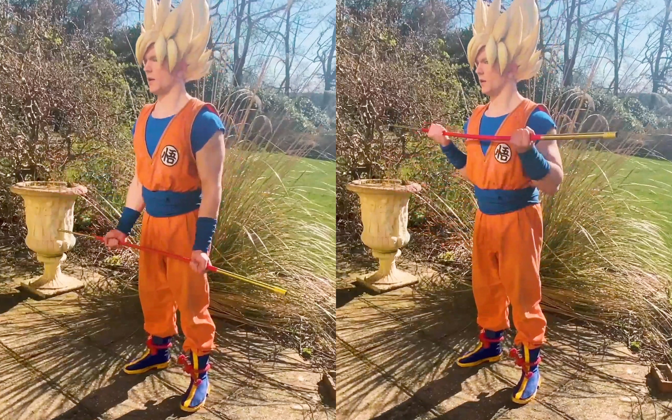 Dragon Ball Z Super Son Goku Cosplay Fitness Bicep Curls Home Gym Callisthenics Anime Workout