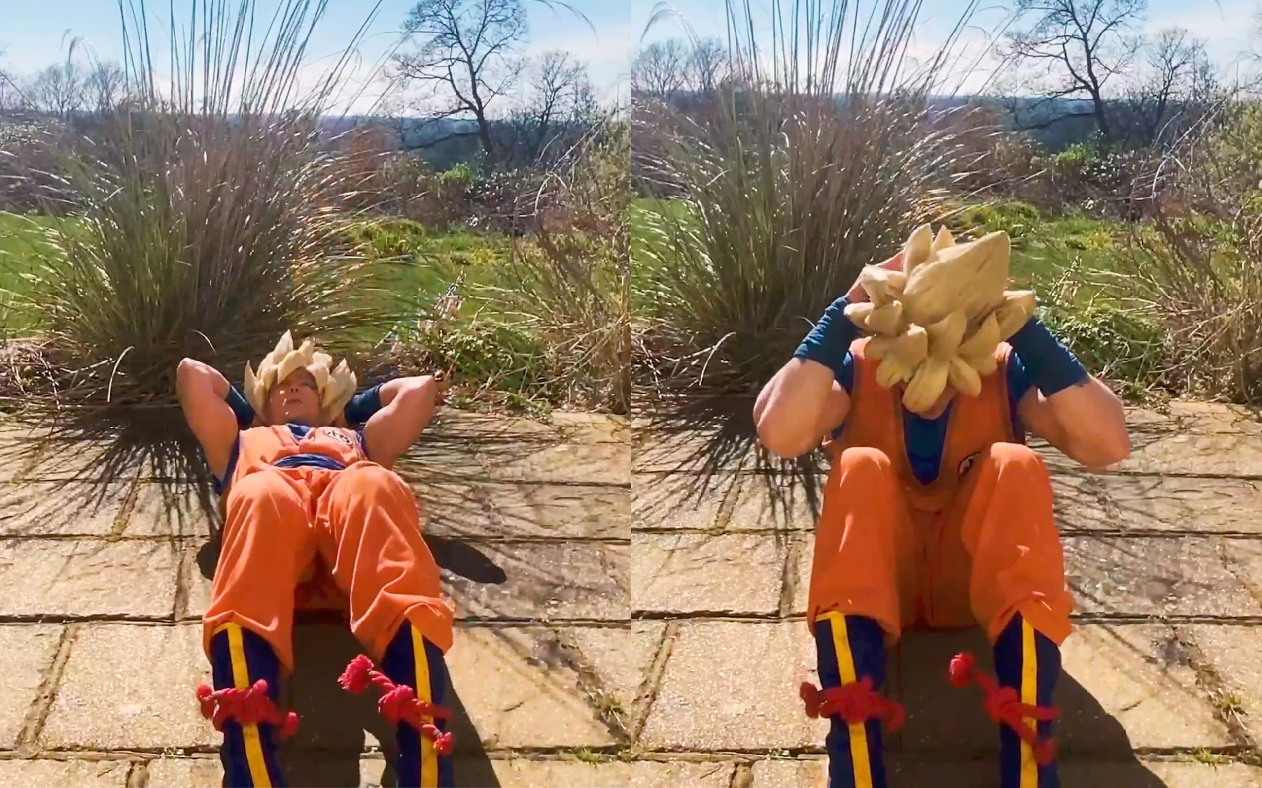 Dragon Ball Z Super Son Goku Cosplay Fitness Crunches Bodyweight Callisthenics Anime Workout