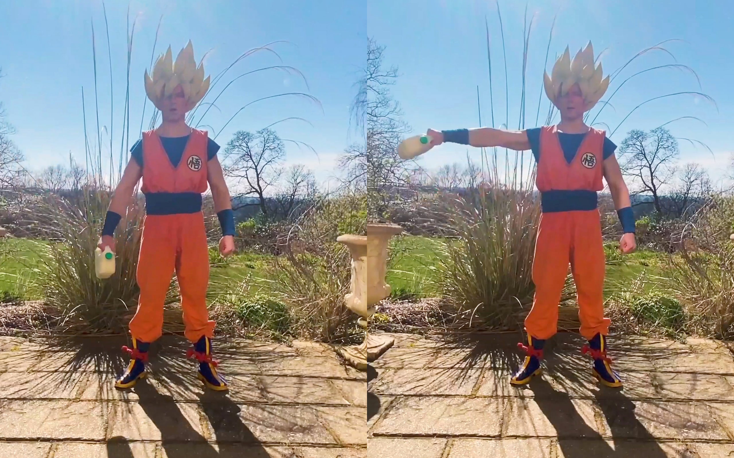 Dragon Ball Z Super Son Goku Cosplay Fitness Side Lateral Raises Bodyweight Callisthenics Anime Workout