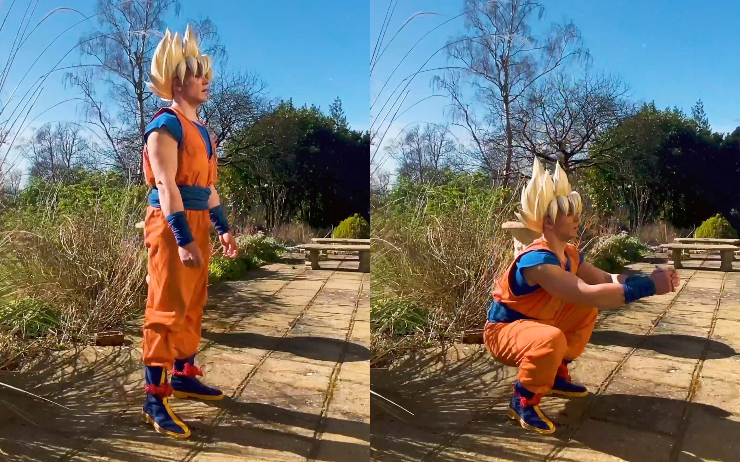 Dragon Ball Z Super Son Goku Cosplay Fitness Squat Anime Workout