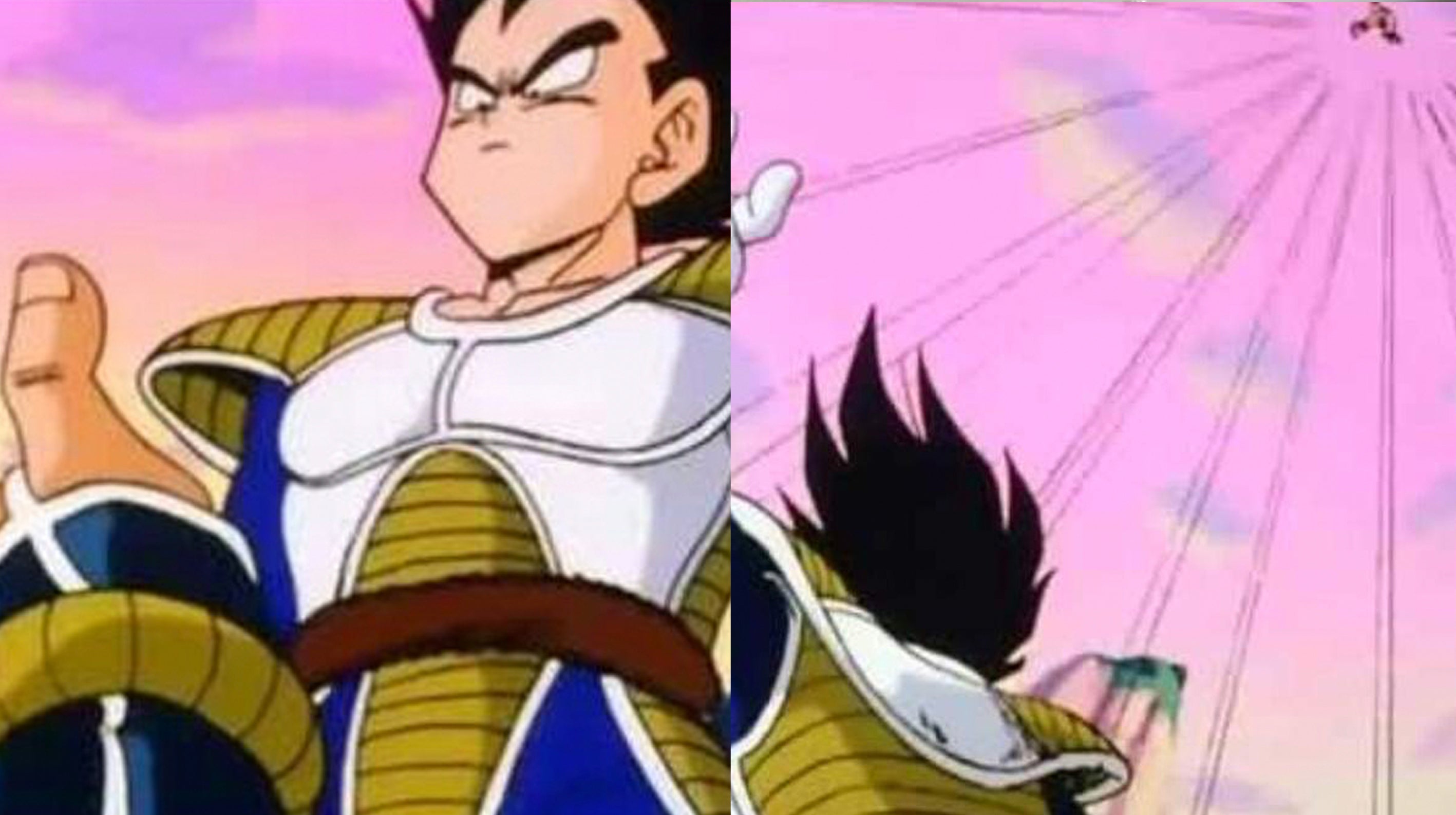 Vegeta throwing Nappa in the sky is an amazing display of relative strength