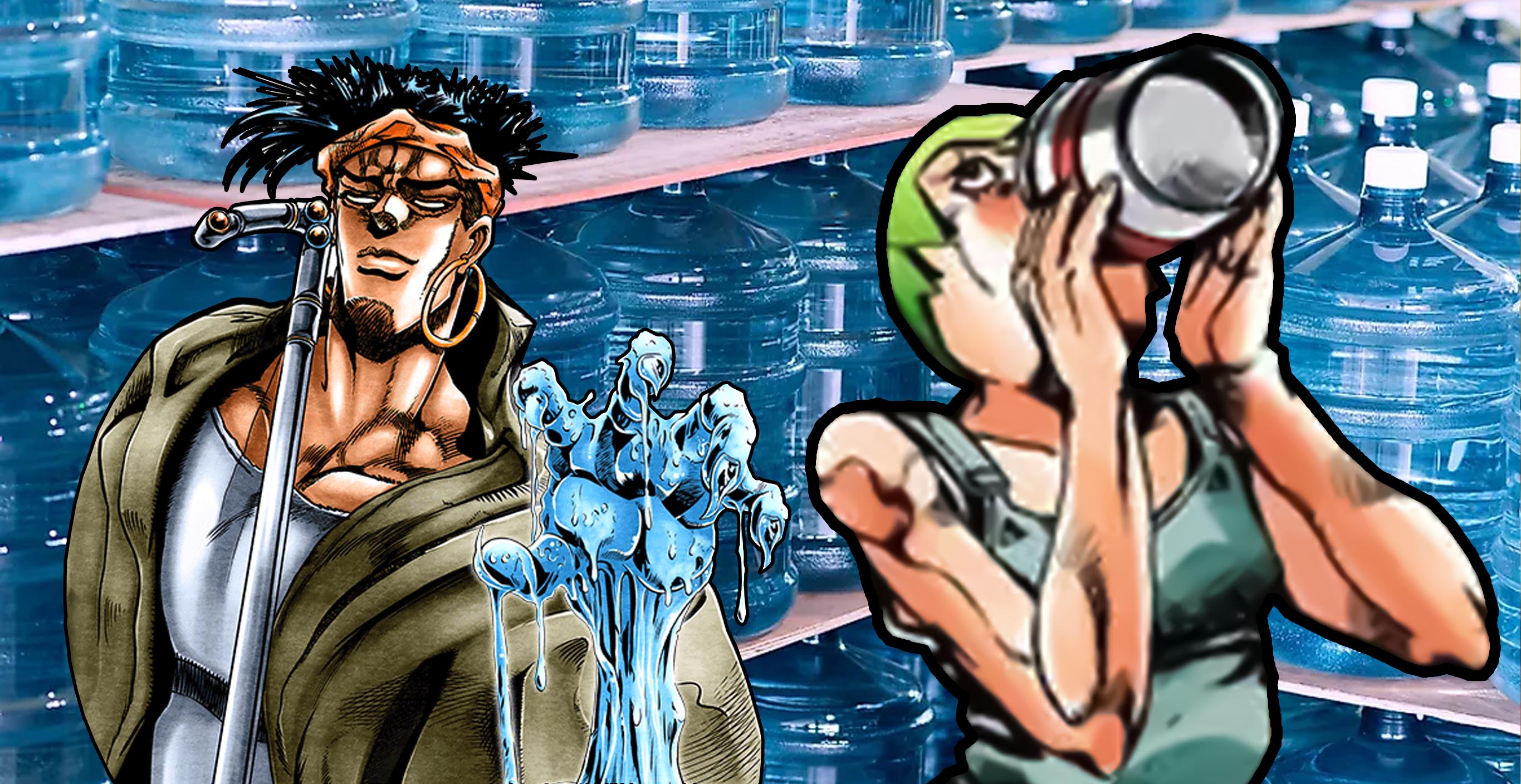 Anime hydration featuring foo fighters and ndoul from jojos bizarre adventure