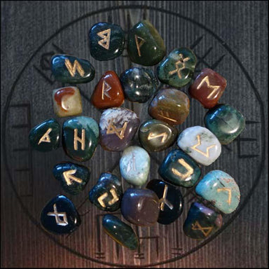 Empyreal Stones Amethyst Runes Crystal Rune Stones Set Elder Futhark Viking  Gemstone Reiki Healing Golden Engraved Runic Alphabets (Amethyst)