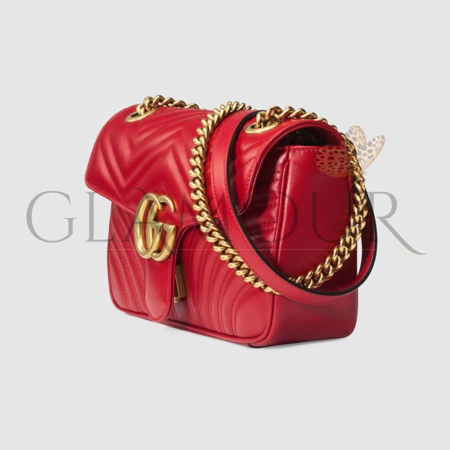 Gucci Femme Répliques Sac À Épaule Petite Taille Motif Gg Marmont Matelassé Rouge