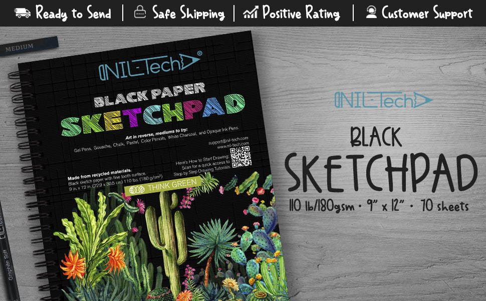 black paper sketchpad