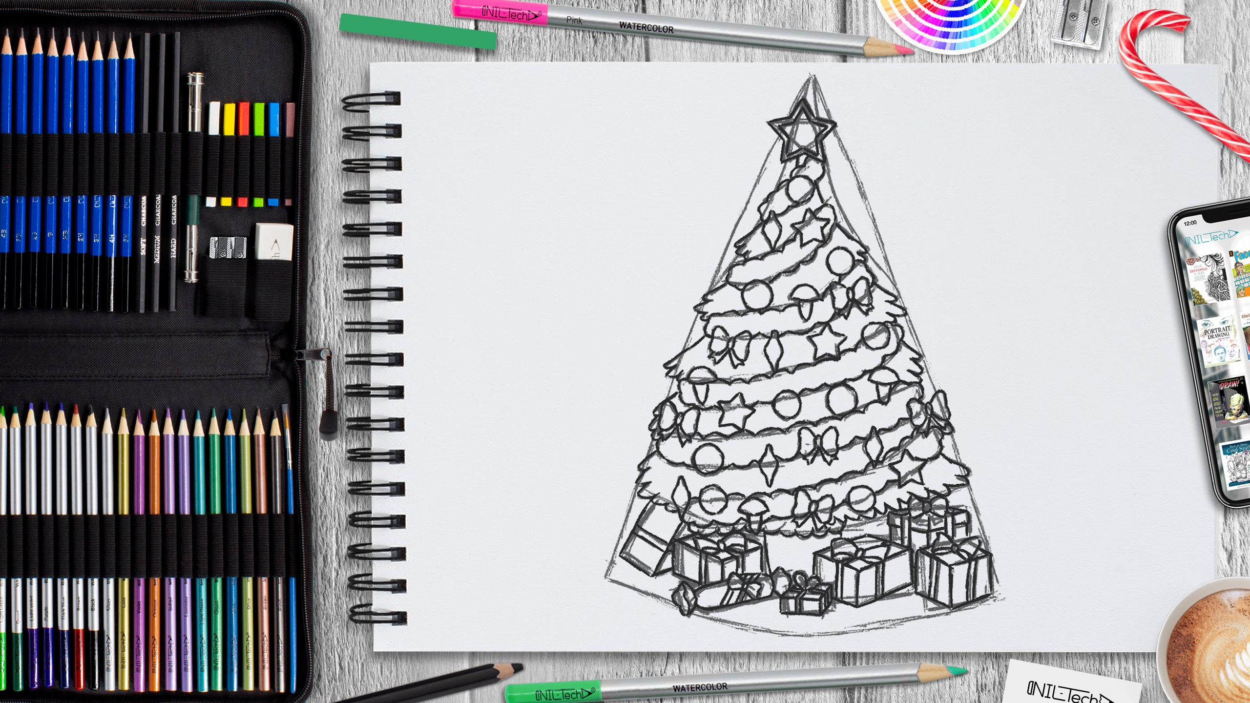 Christmas tree drawing tutorial for beginner