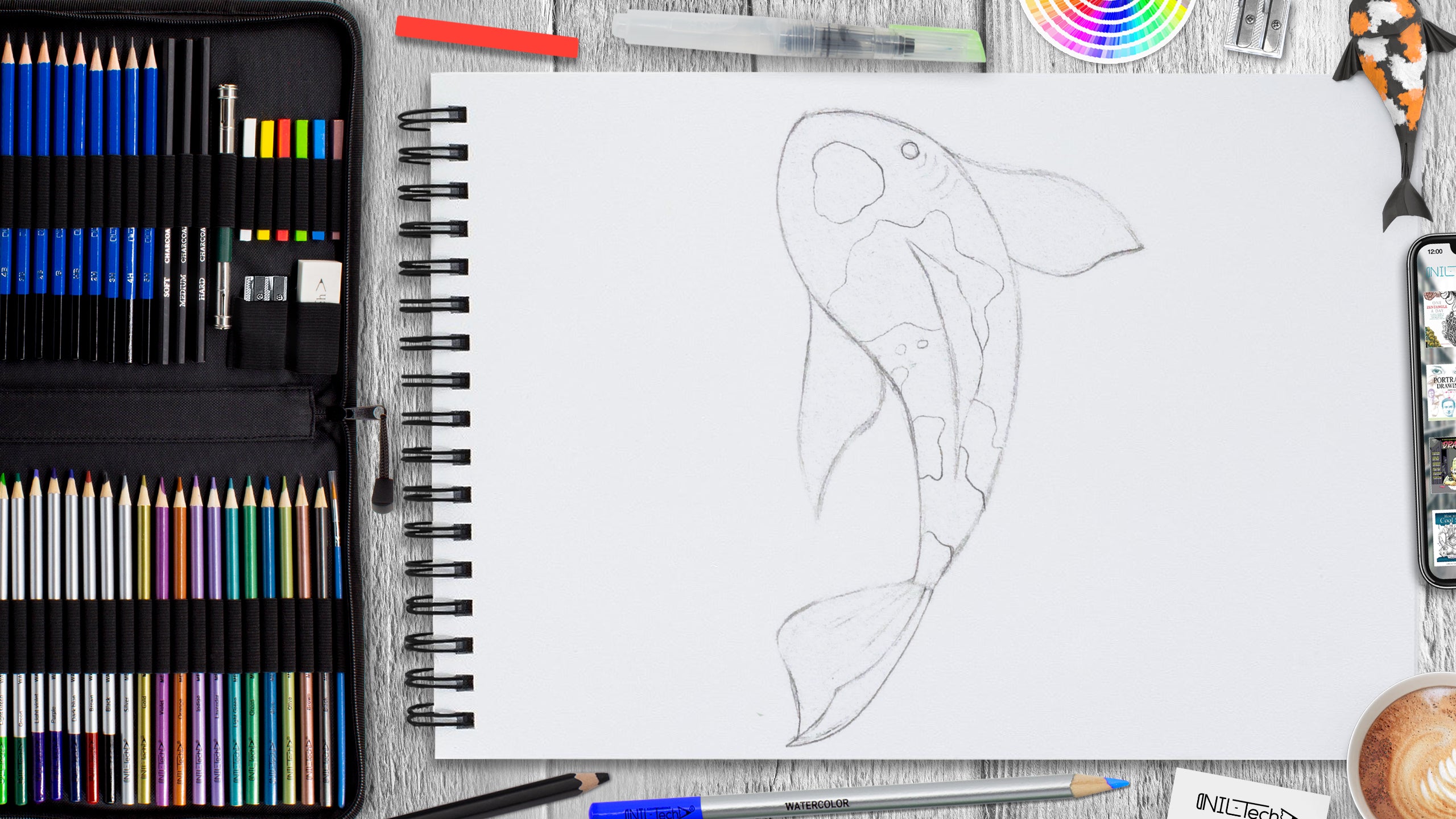 How to draw a fish easily