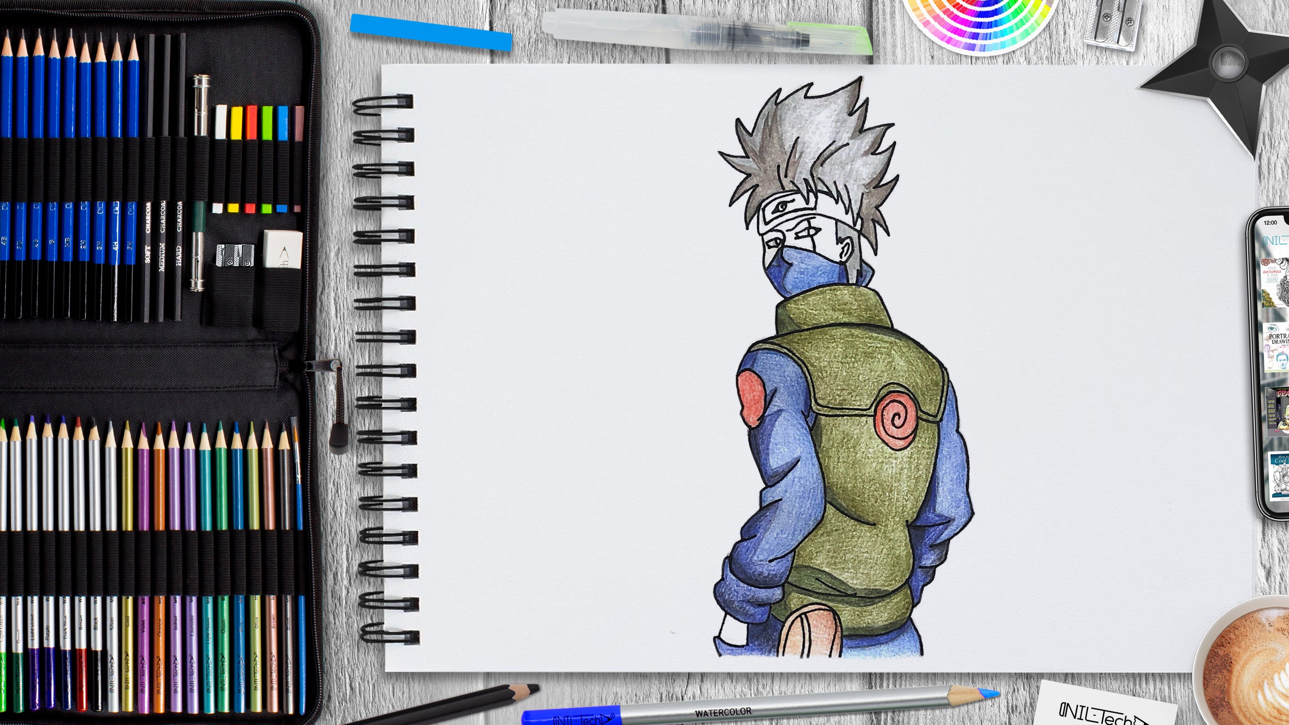 Naruto art  How to draw kakashi step-by-step 