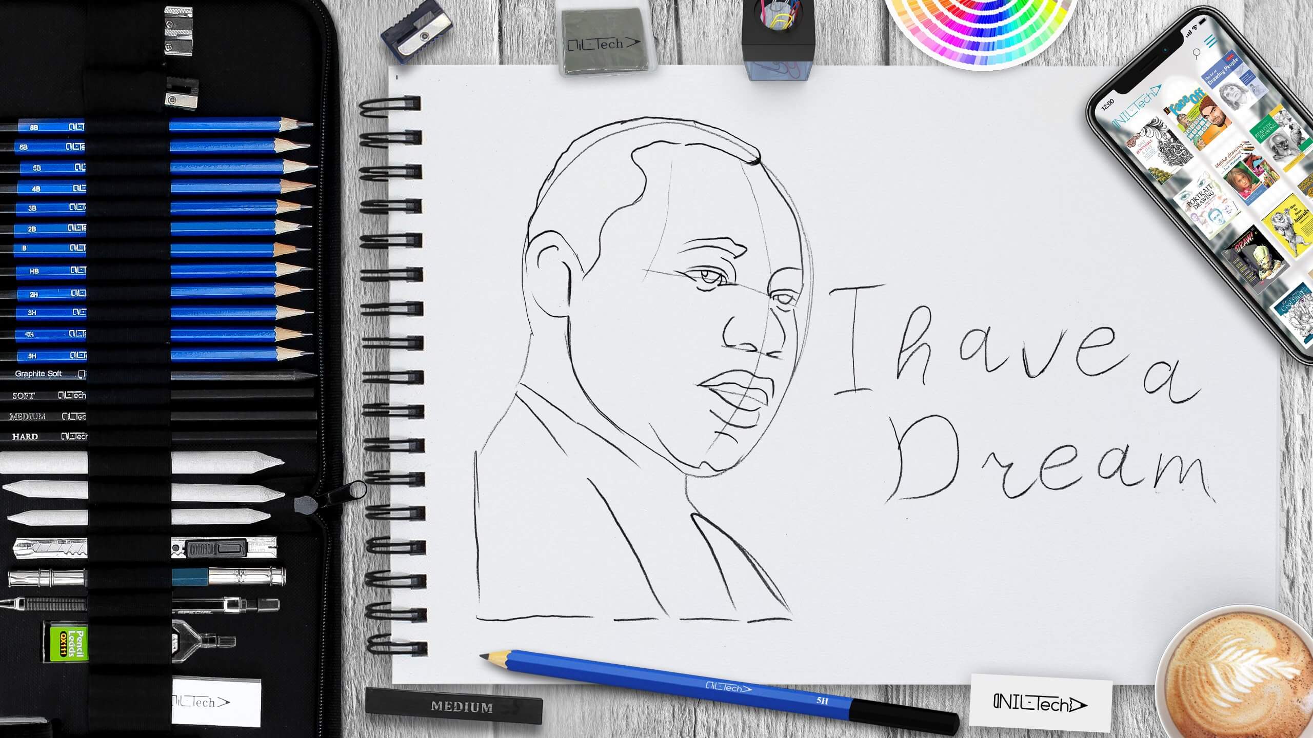 how to draw Martin Luther King Jr step by step