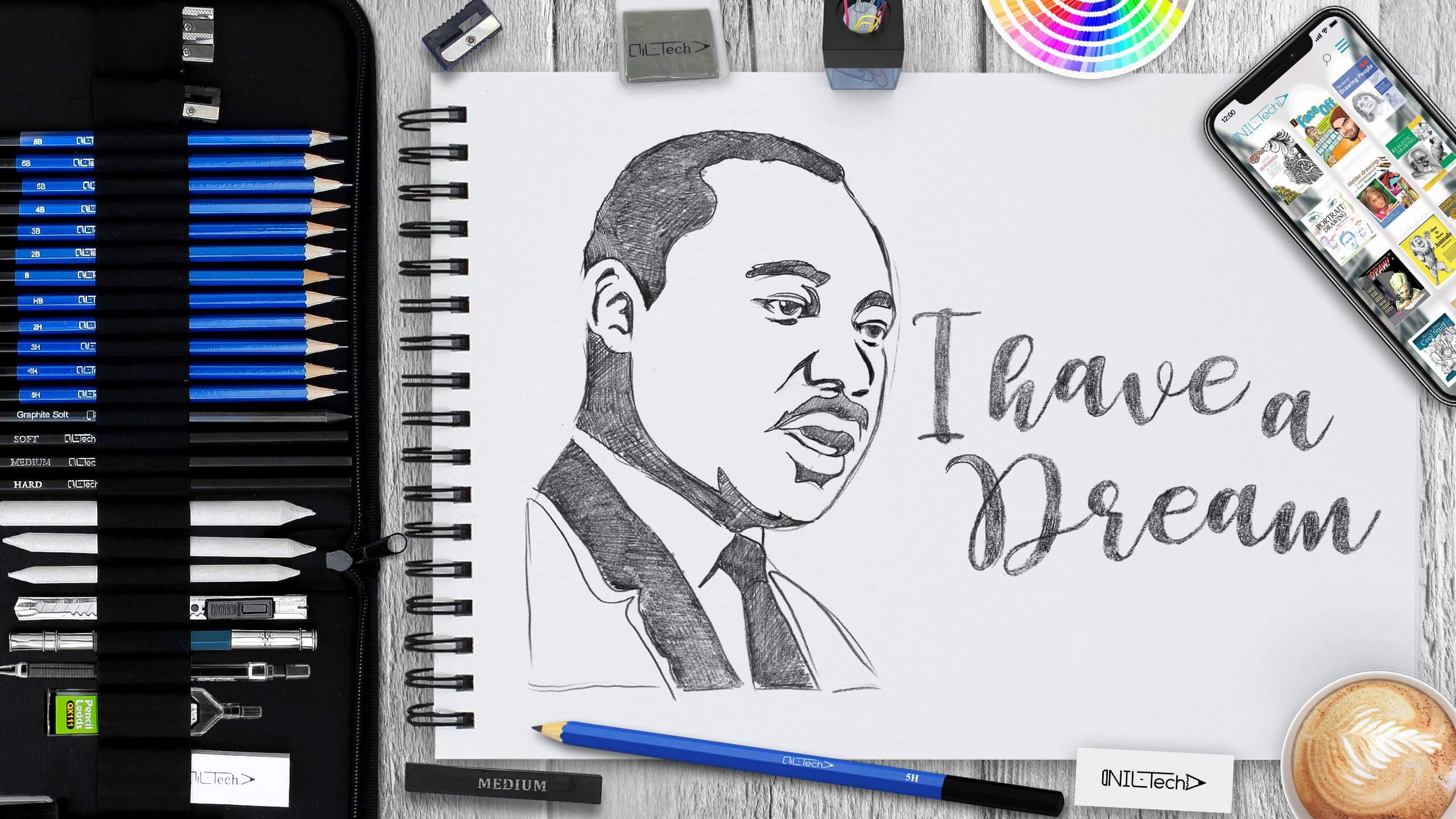 learn to draw Martin Luther King Jr easy