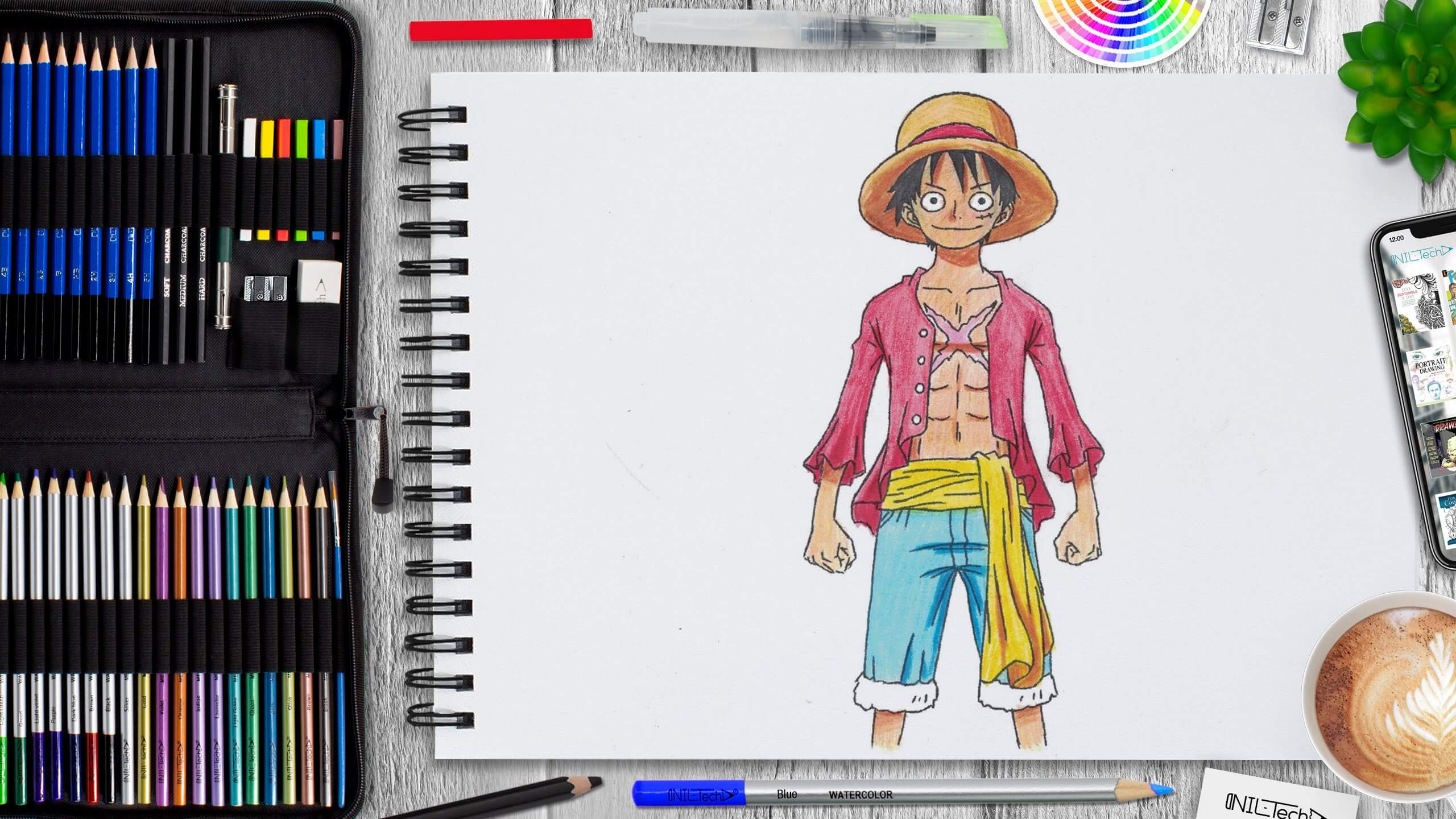 One Piece Red Luffy Outline T-Shirt