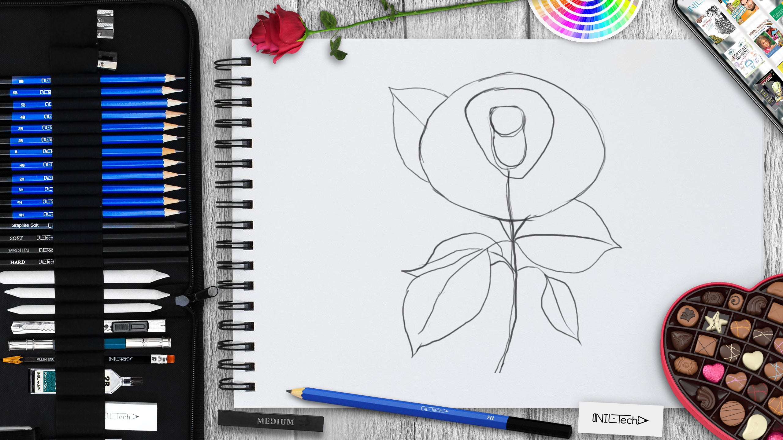 Easy, Step-by-step Rose Drawing for Kids - Really Easy Drawing