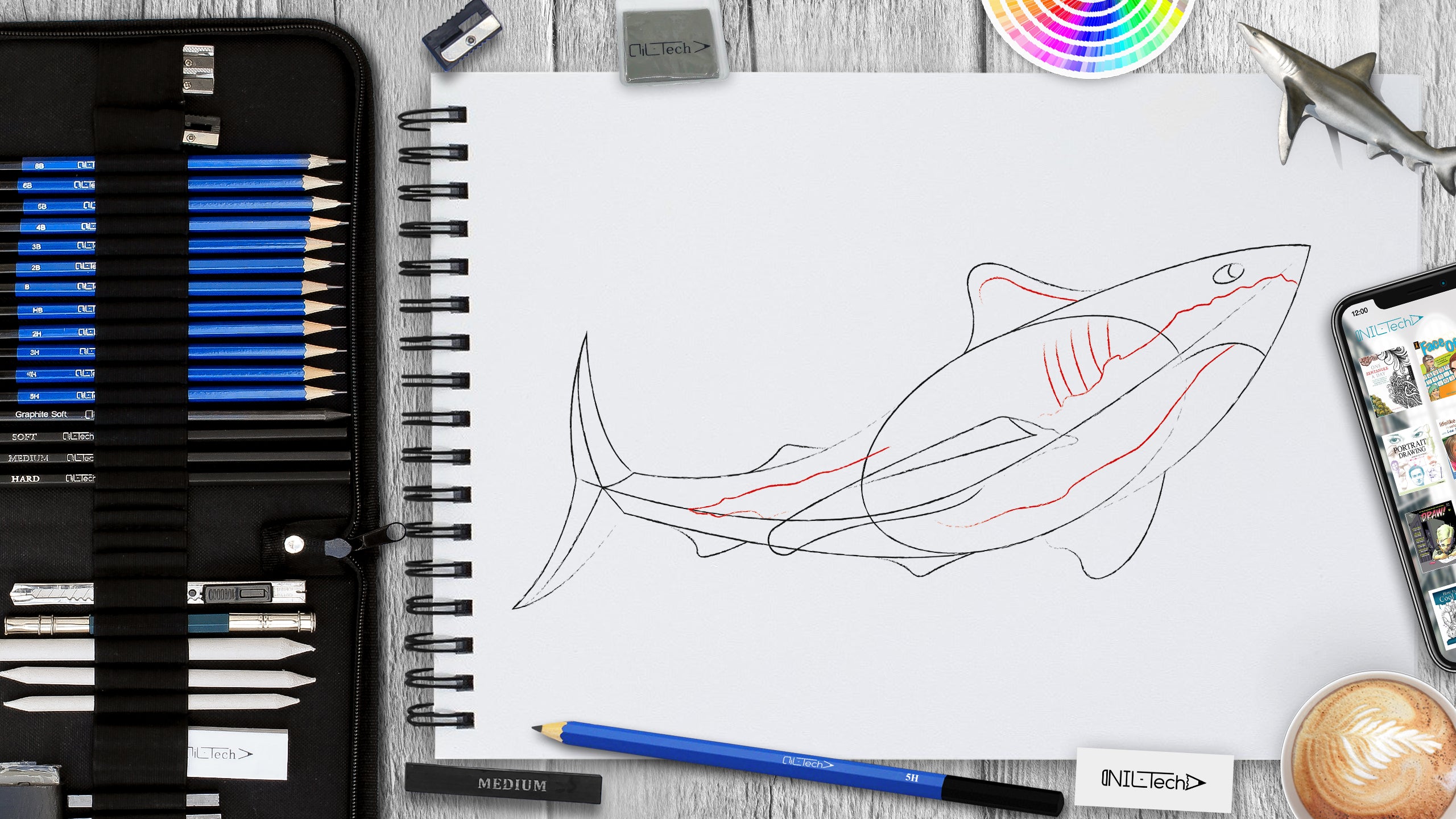 How to draw a shark step by step