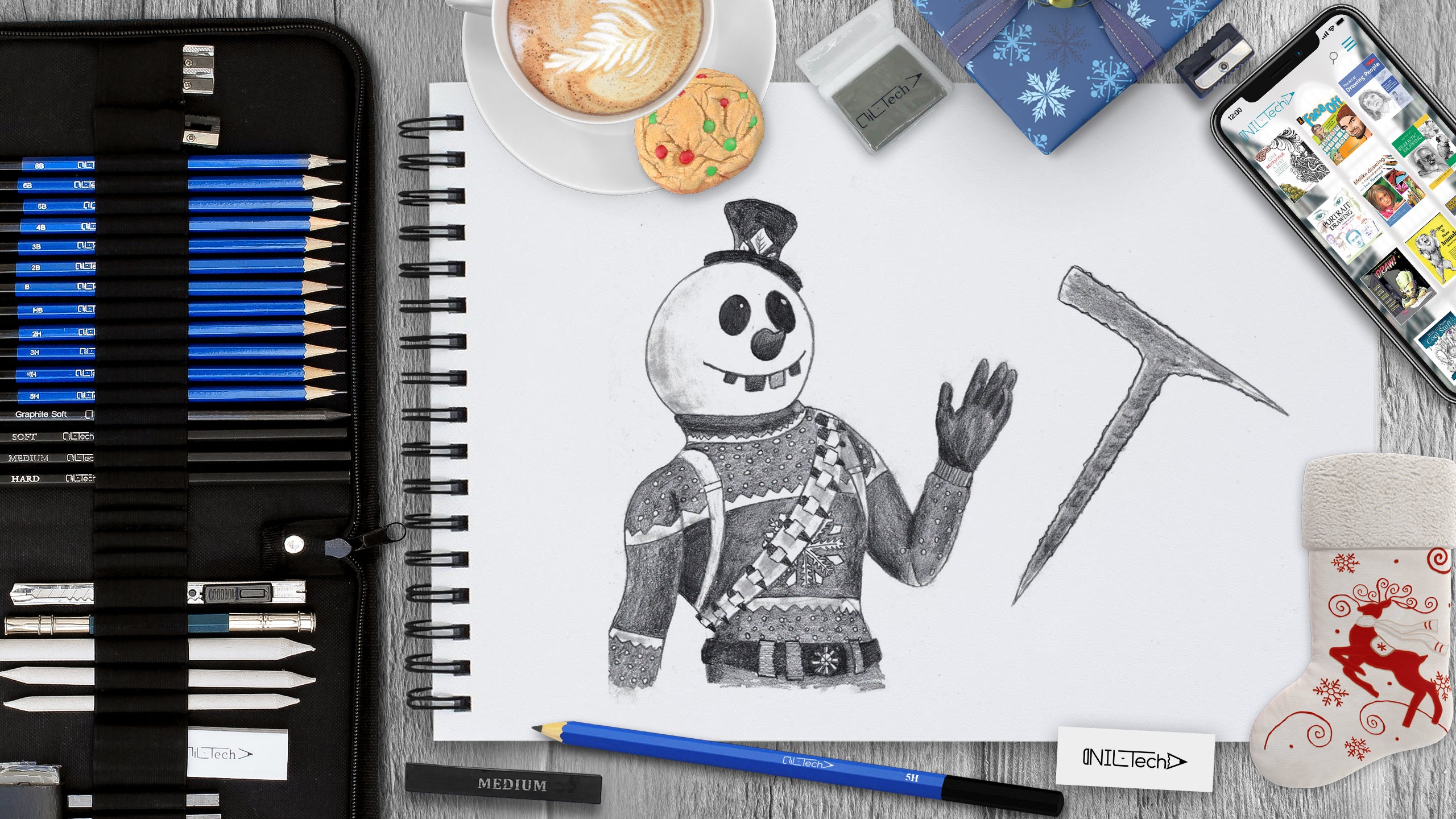 how to draw snowman skin from fortnite - fortnite sketch skins
