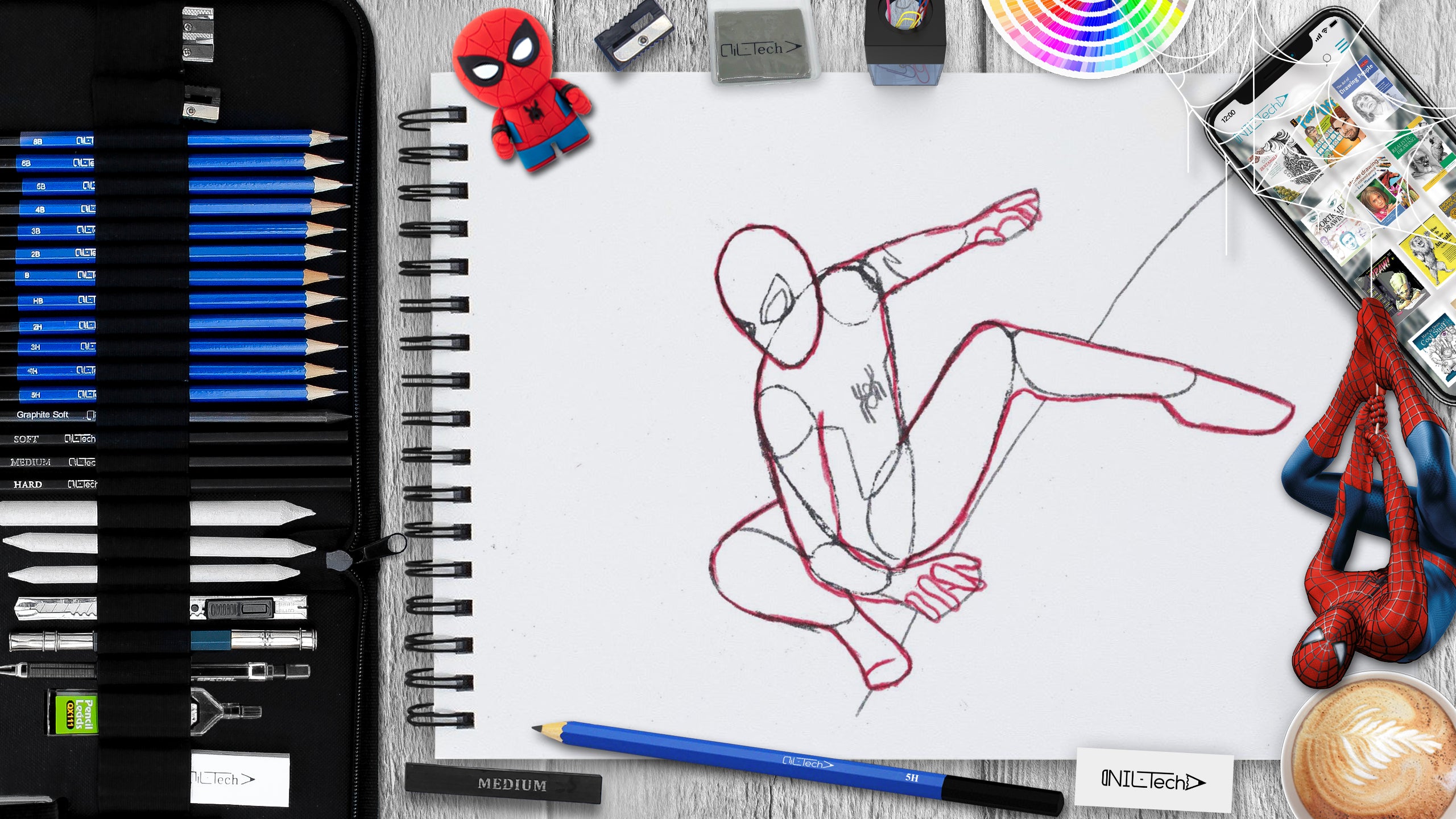 drawing spider-man step  by step tutorial