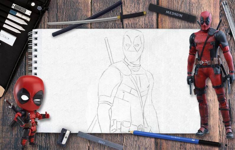 How to draw Deadpool 3 step by step tutorial view online 