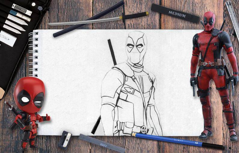 How to draw Deadpool 2 step by step tutorial view online 