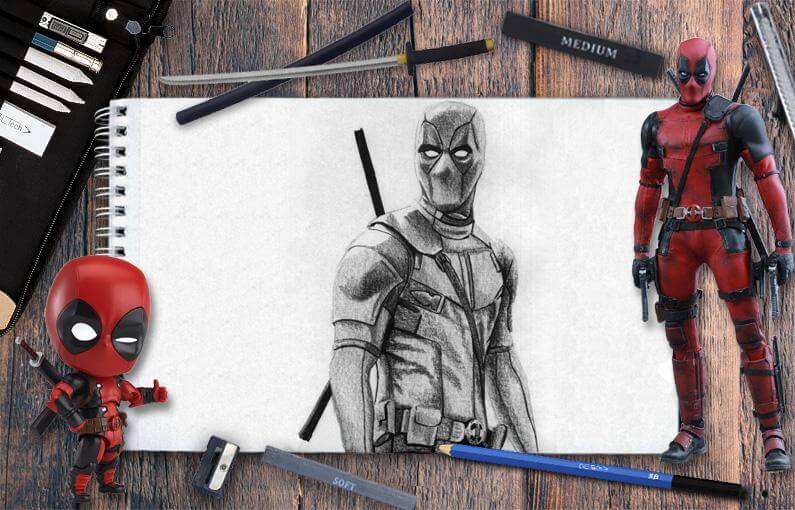 How to draw Deadpool 3 step by step tutorial view online 