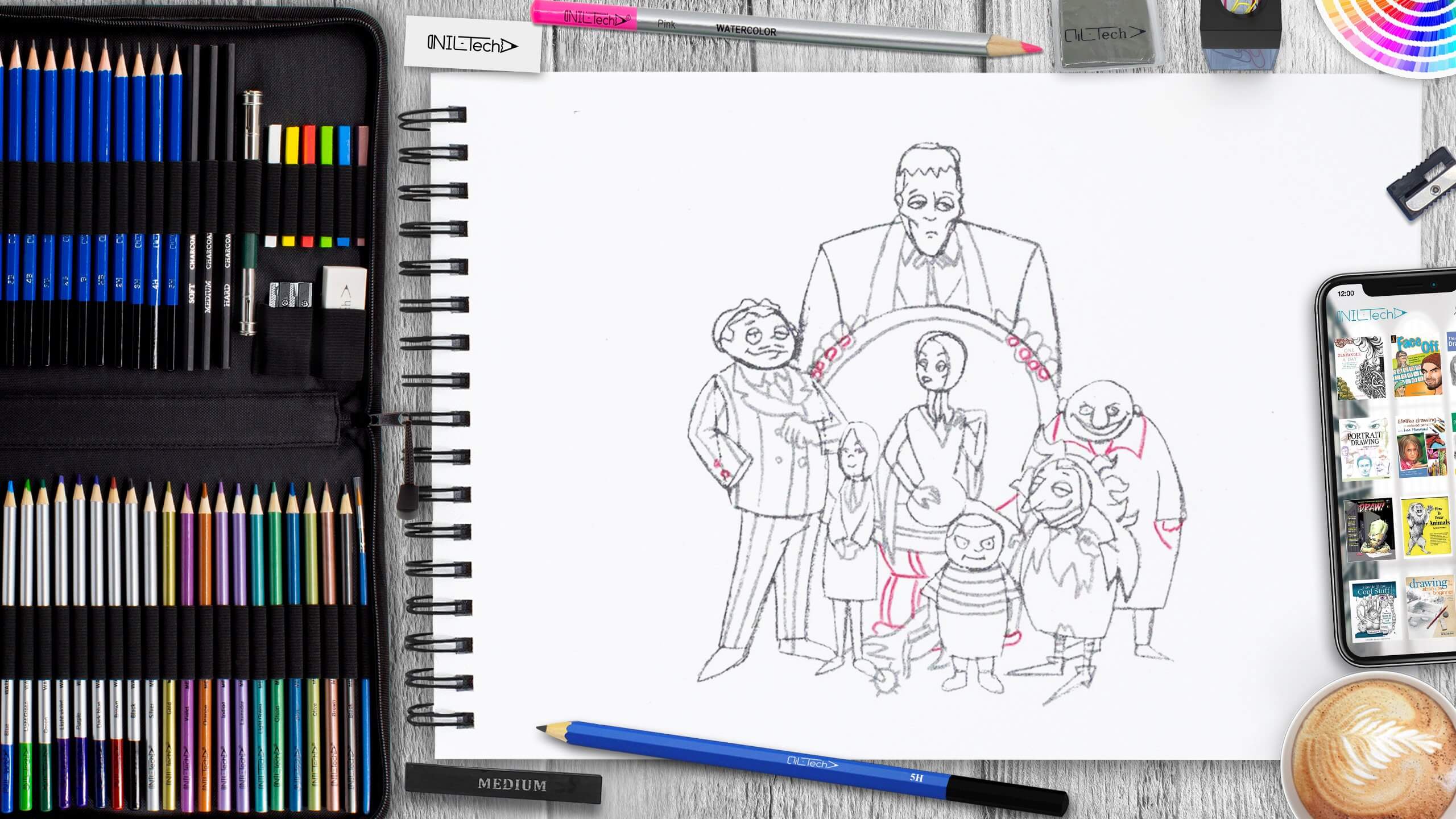 simple the addams family step by step drawing tutorial