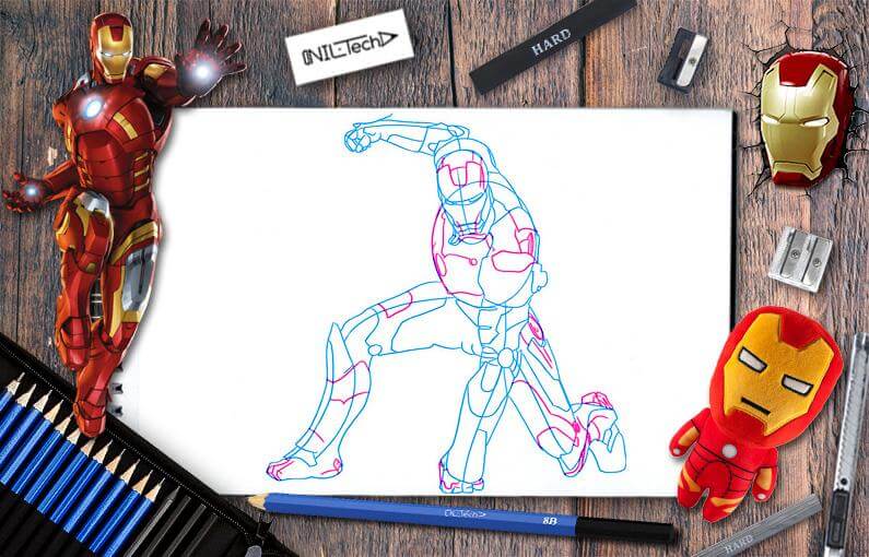 iron man helmet drawing