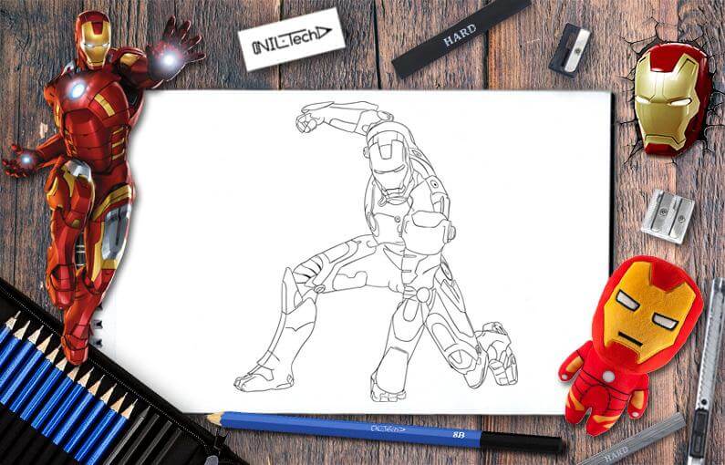 Avenger Drawing Iron Man - Avengers Iron Man Drawing, HD Png Download ,  Transparent Png Image - PNGitem