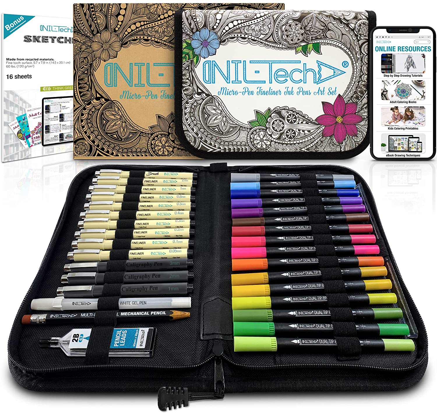 Nil-Tech Art Supplies Graphite Drawing Pencils and Sketch Set (37 Piece Kit)  - C