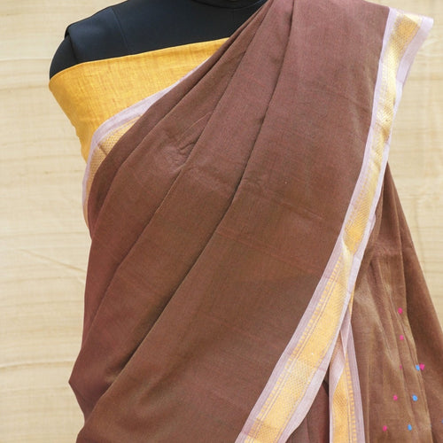 Red Oxide Pure Cotton Tissue Handwoven Paithani Saree - Khinkhwab