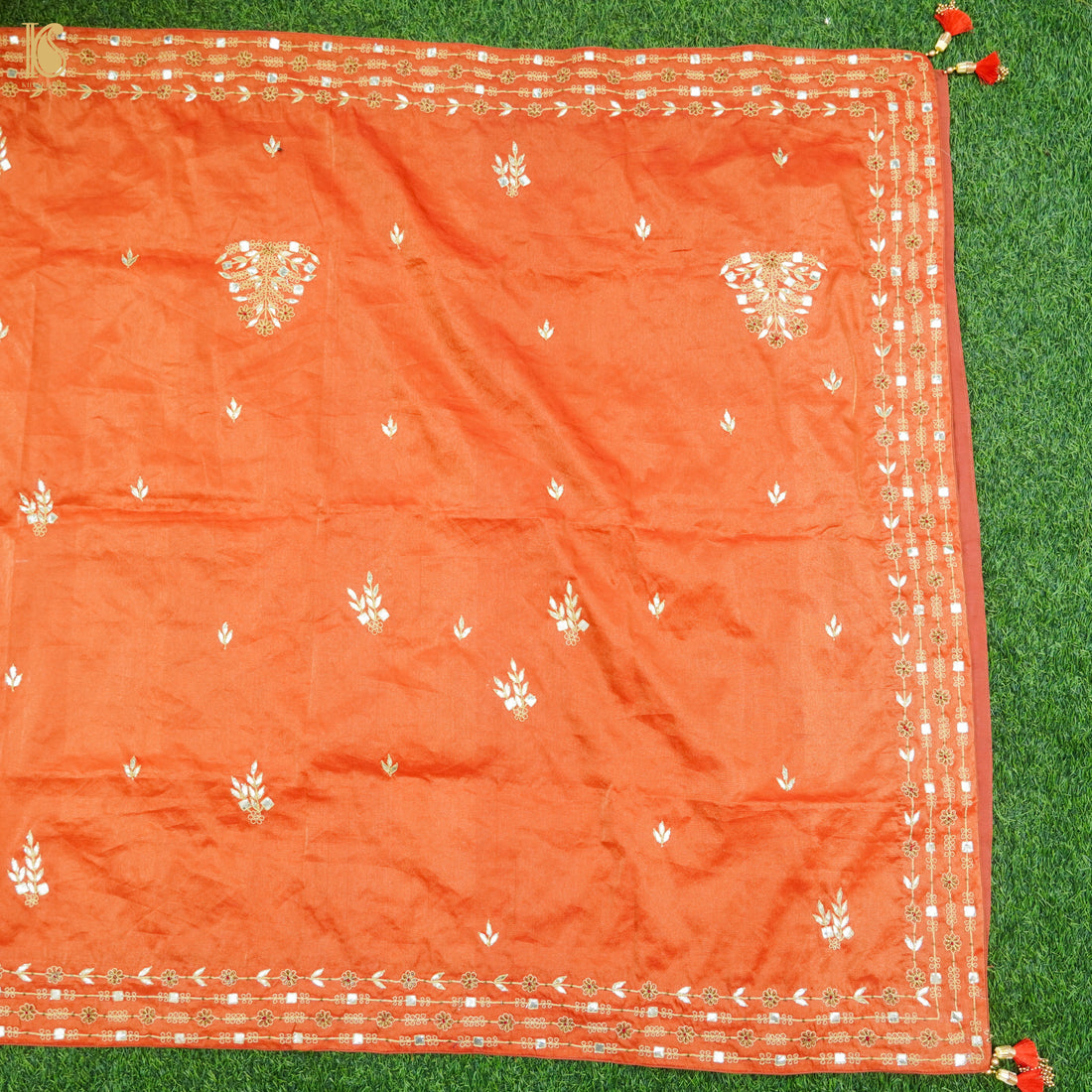 Orange Pure Silk Stitched Sleeveless Blouse – Khinkhwab