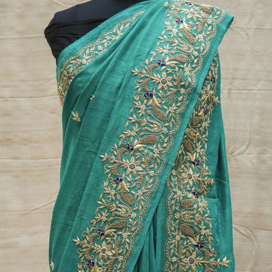 Pure Chiffon Saree with Pearl & Resham Embroidery