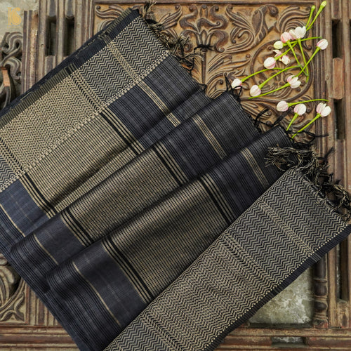 Grey Handwoven Pure Cotton Silk Maheshwari Saree - Khinkhwab