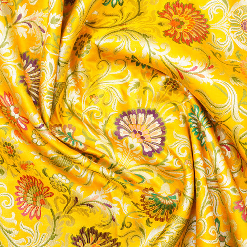 Yellow Kinkhab / Kimkhab Brocade Banarasi Fabric - Khinkhwab