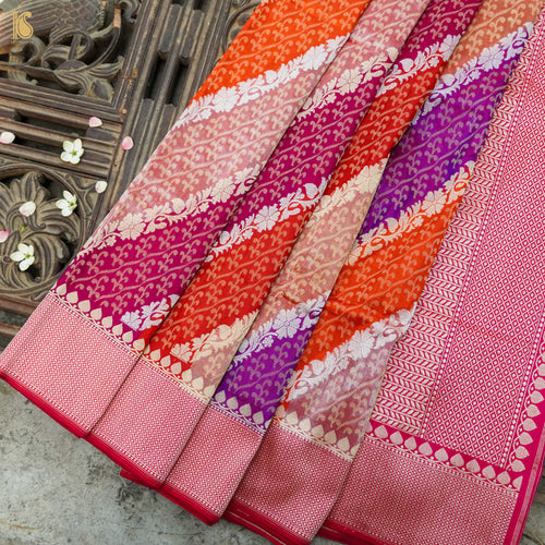 Strawberry Pink Handwoven Pure Katan Silk Kadwa Banarasi Rangkat Saree - Khinkhwab