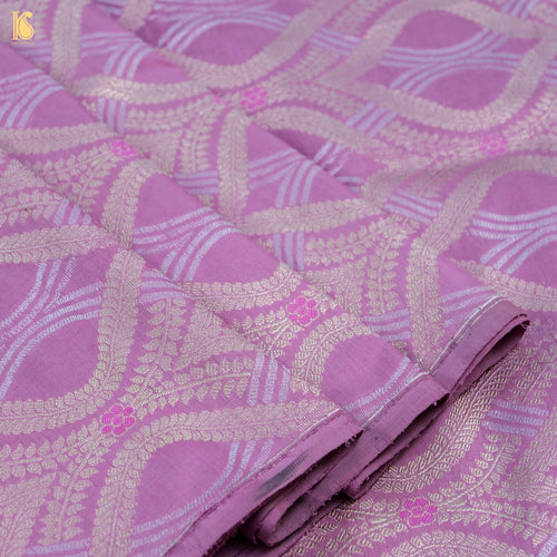 Handloom Violet Pure Brocade Banarasi Fabric - Khinkhwab