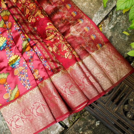 Pure Tussar Georgette Silk Handwoven Banarasi Saree – Khinkhwab