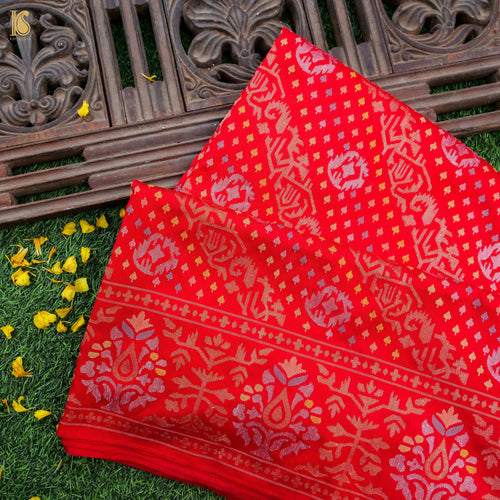 Rakhtambari Handwoven Pure Silk Real Zari Banarasi Meenakari Jamdani Saree - Khinkhwab