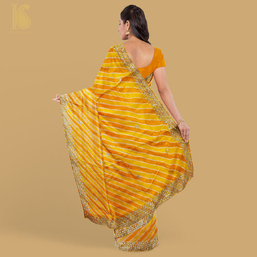 Hot Pink and Yellow Leheriya Saree – kreationbykj