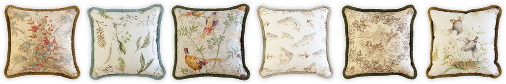 Pillows Inspired by Nature. Quail. Pheasant. Flora and Fauna. Made in Mississippi.