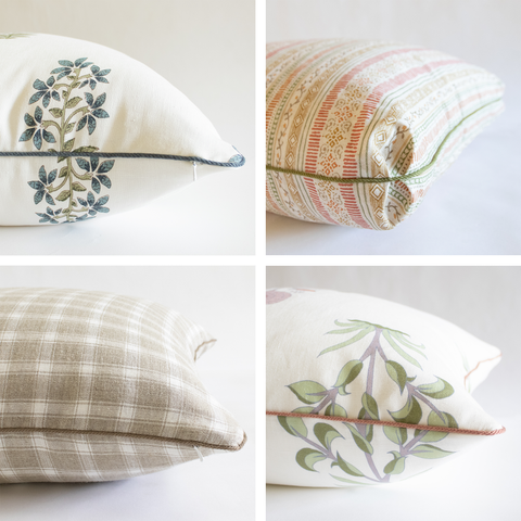 custom designer pillow covers double-sided with a pattern match at the seam