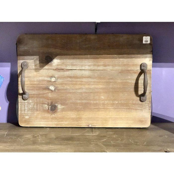 Wooden Tray with Cast Iron Handles-- – Southern Muse Boutique