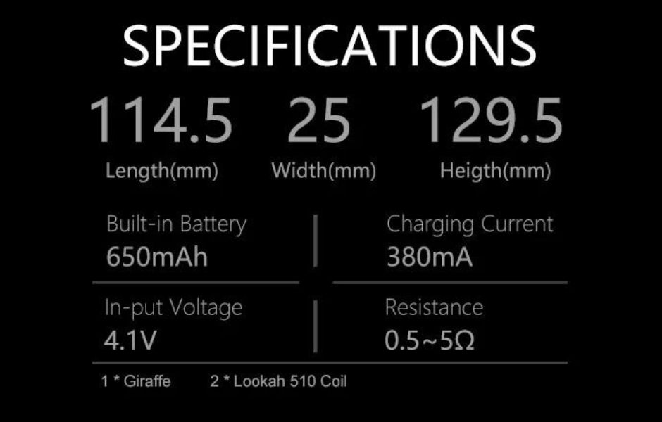 10 Lookah Giraffe Electric Nectar Collector on KING's Pipe Features and size