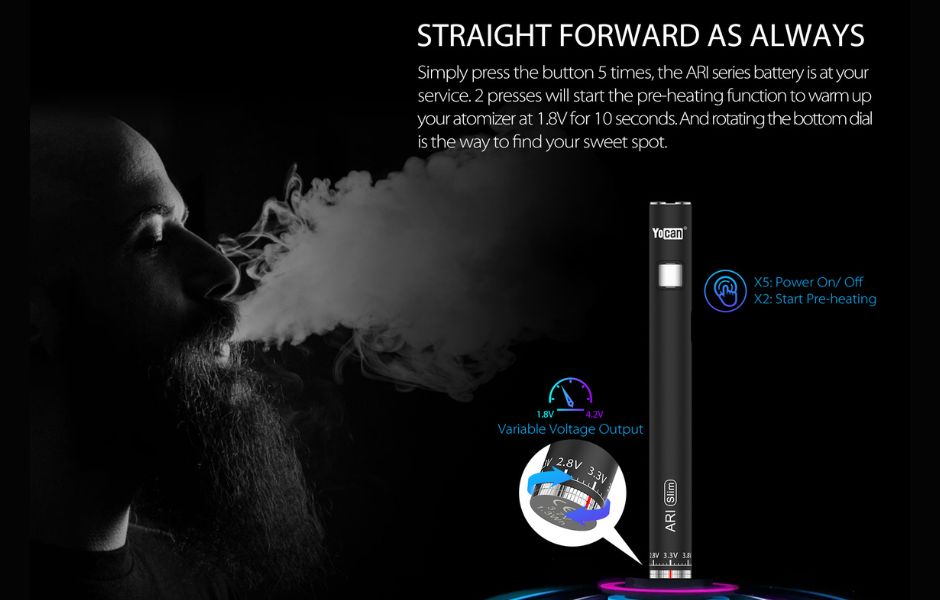 10 Yocan ARI Series Variable Voltage 510 Battery on KING's Pipe Easy to Use