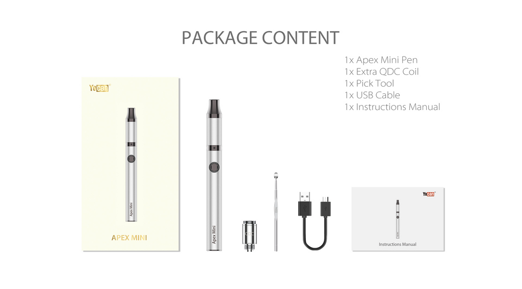 Yocan - Apex Mini Vaporizer Wax Pen Package Content