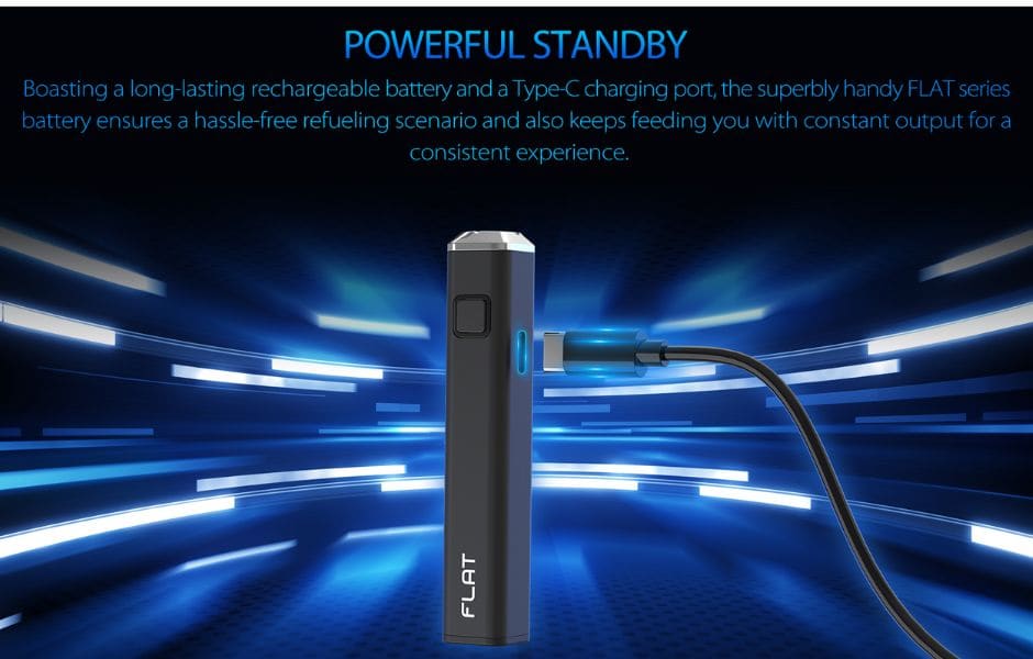 6 Yocan FLAT Series Variable Voltage 510 Battery on KING's Pipe Quick Charging Type C