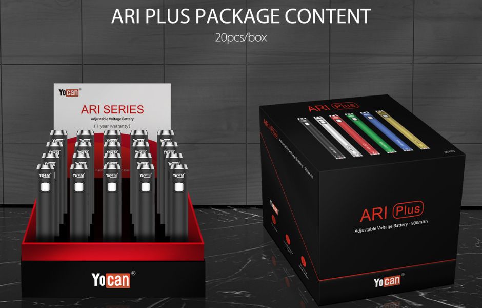 15 Yocan ARI Series Variable Voltage 510 Battery on KING's Pipe Ari Plus Box