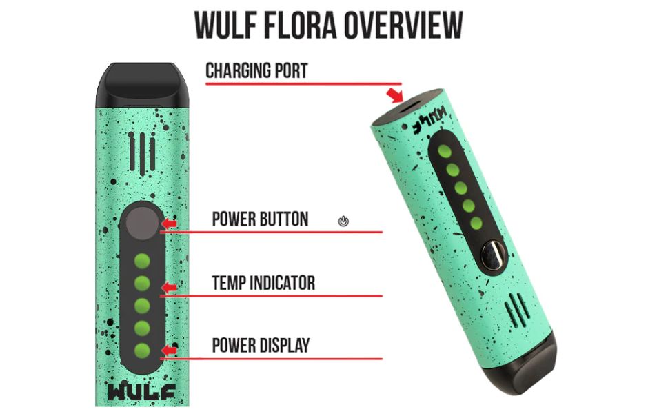 Wulf Mods Flora Dry Herb Vaporizer in KING's Pipe Visible Functions on the Vaporizer