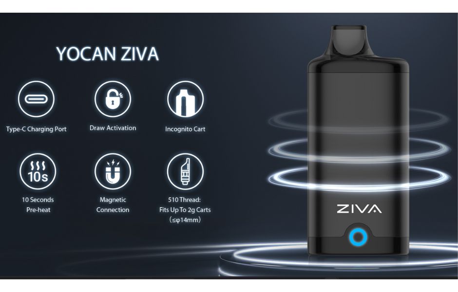 2 Yocan ZIVA 510 Vape Battery on KING's Pipe Specifications