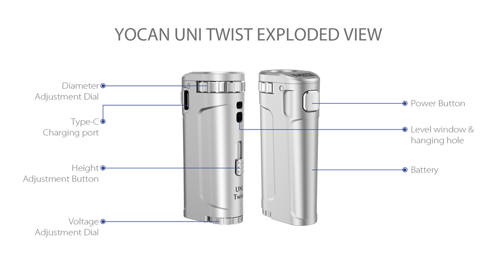 Yocan - UNI Twist Vaporizer Exploded View