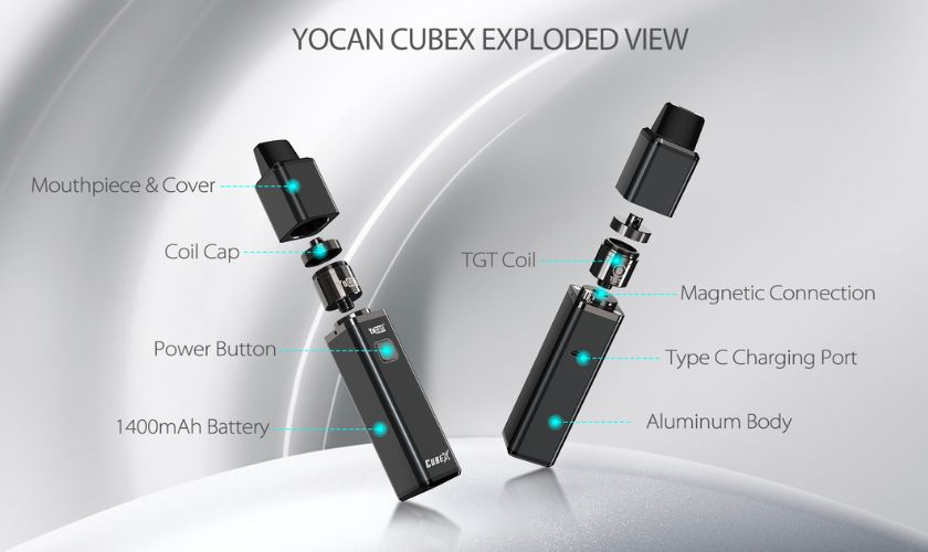 3 Yocan - Cubex Vaporizer Dab Pen for KING's Pipe Exploded View