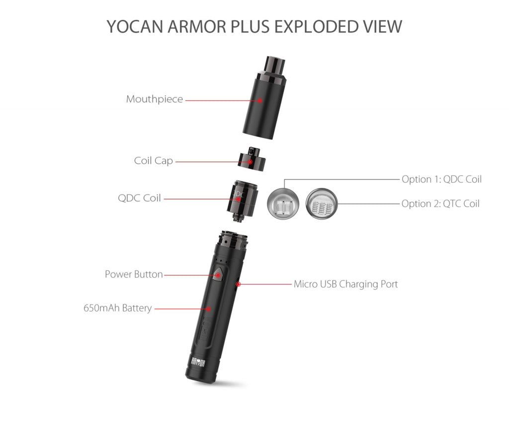 Yocan - Armor Plus Vaporizer (Dab Pen) Exploded View