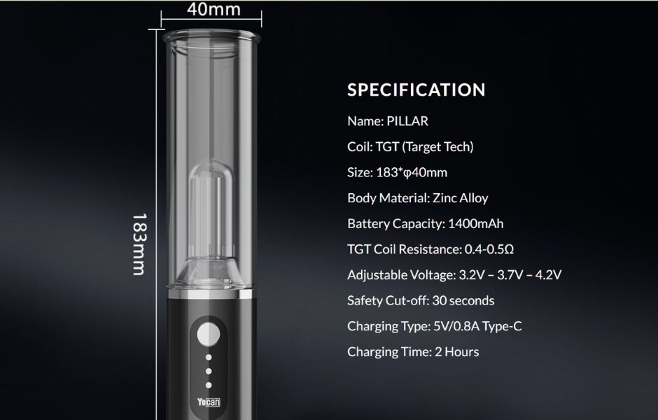 4 Yocan Pillar Mini Electric Dab Rig on KING's Pipe Main Features